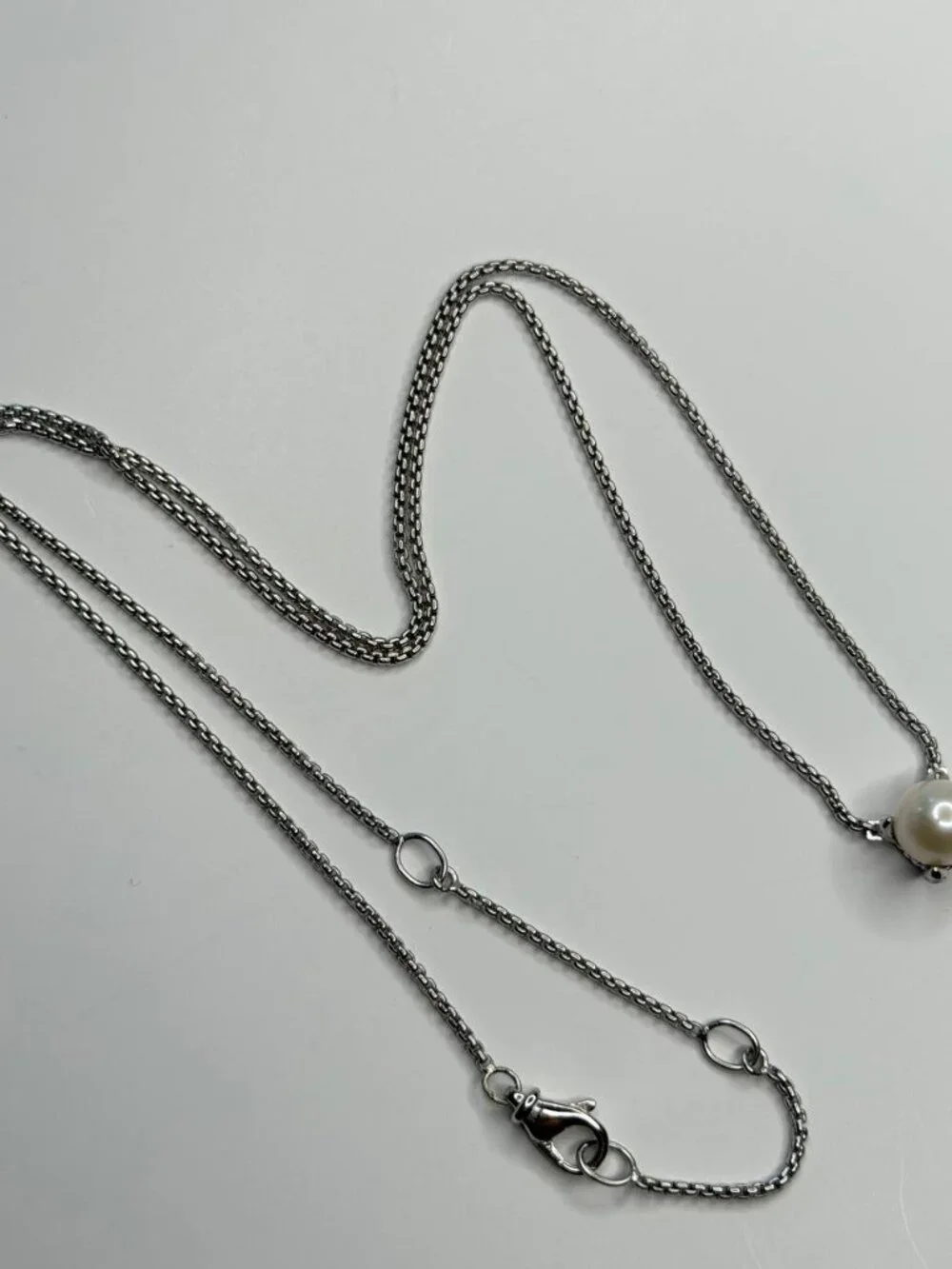 Authentic david yurman pearl necklace sterling silver and diamonds pendant